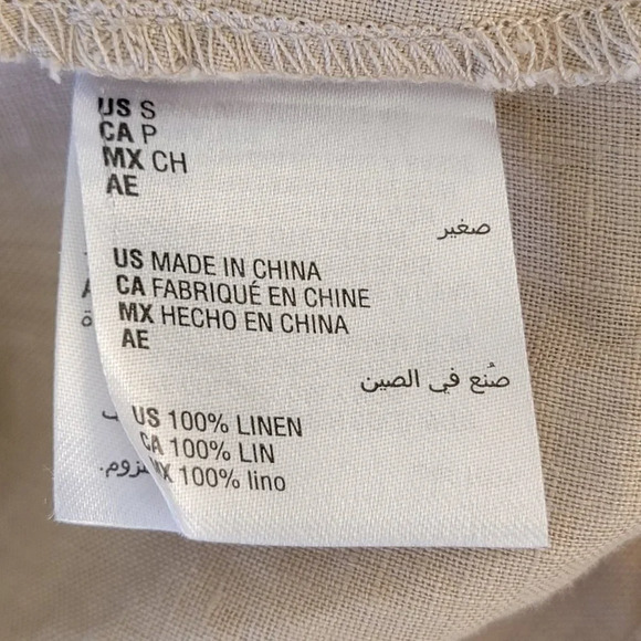 INC Linen Buttondown Cropped Top Womens Size S Tan Brown Twisted Front - Picture 9 of 10